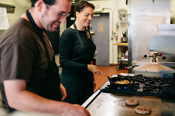 Paul and Jessica cooking at Block16.